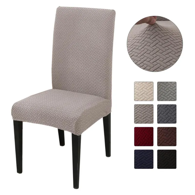 Chair Covers Stretch Jacquard Cover Gray/Khaki/Black Slipcovers Seat Protector For Dining Room Kitchen El BanquetChair