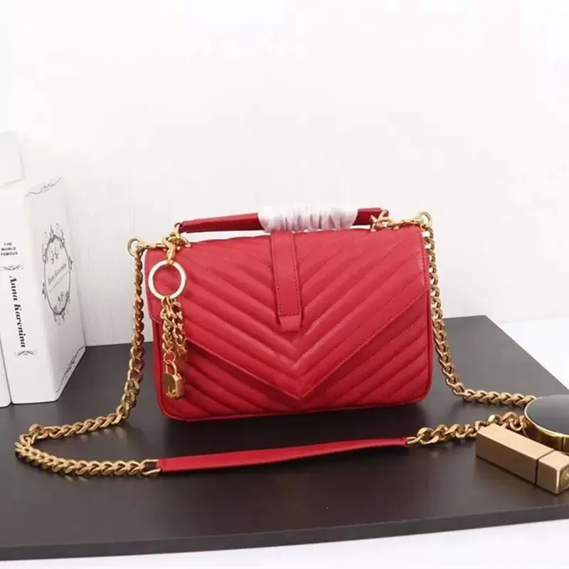 Designer de luxe moyen collège sac en cuir rouge matelassé en cuir texturé gland bandoulière sac à bandoulière de haute qualité