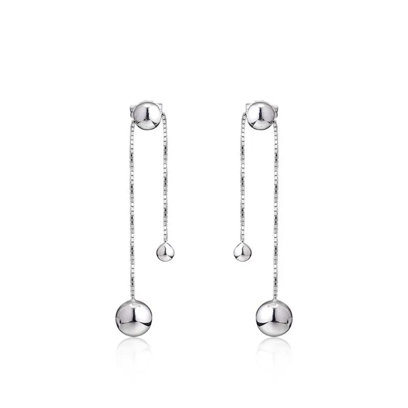 Dangle & Chandelier Silver String Of Beads Drop Earrings Clear CZ For Women Wedding Earring Original Jewelry Gift Bijoux BrincosDangle