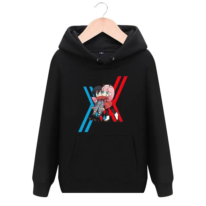 Herrtröjor tröjor hög-q unisex anime älskling i franxx pullover hooded hiro noll två ichigo casual coat jacka hoodiemen's