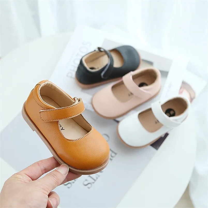 Kids for Autumn Bow Princess Leather Solid Color Little Girl Shoes Flat Heels Toddler SMG211 220705