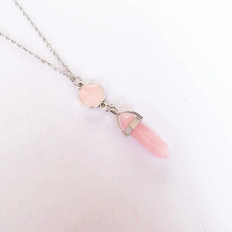 Natural Gemstone Pendants Necklace Opal Rose Quartz Healing Crystals Jewelry for Women Girls
