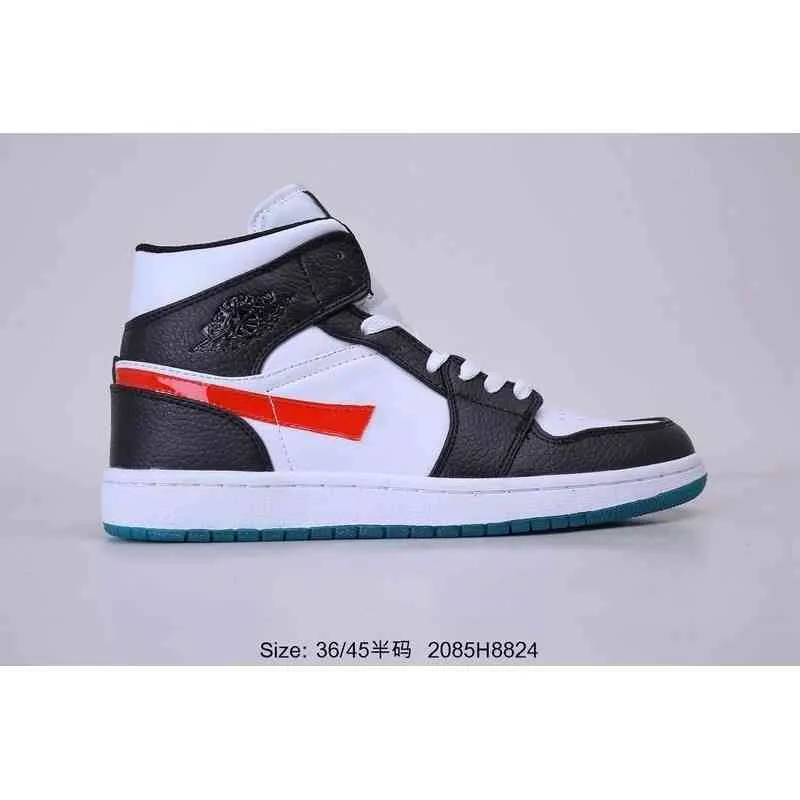 New 2021 Jumpman 1 Mid Shattered Blackboard Basketball Shoes Sports Sneakers Men Super Soft Split Skin Casual Sports Sneakers Shoes