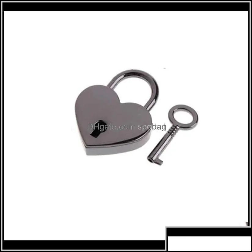 Door Locks Heart Shaped Vintage Mini Love Padlocks With Key For Handbag Small Lage Bag Diary Book Dha2698 Axkga K7Nlg