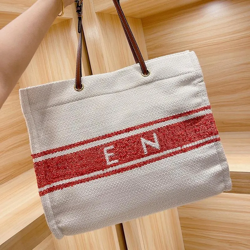 Designer Women Canvas Tote Shopping Bag Paris Brand Cabas Letter Embroidery Totes Handbags Woman Stripes Shoulder Handbag Luxurys Designers Bags High Quality