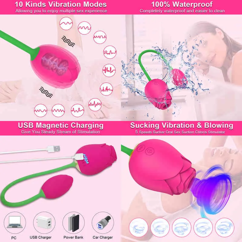 nxyバイブレーターKrachtige Rose Zuigen Vibrator voor vrouwen Met Liefde Ei Tepel Clit Sucker Clitoris Attiratie Goederen Speeltjes Volwassenen 18 220427