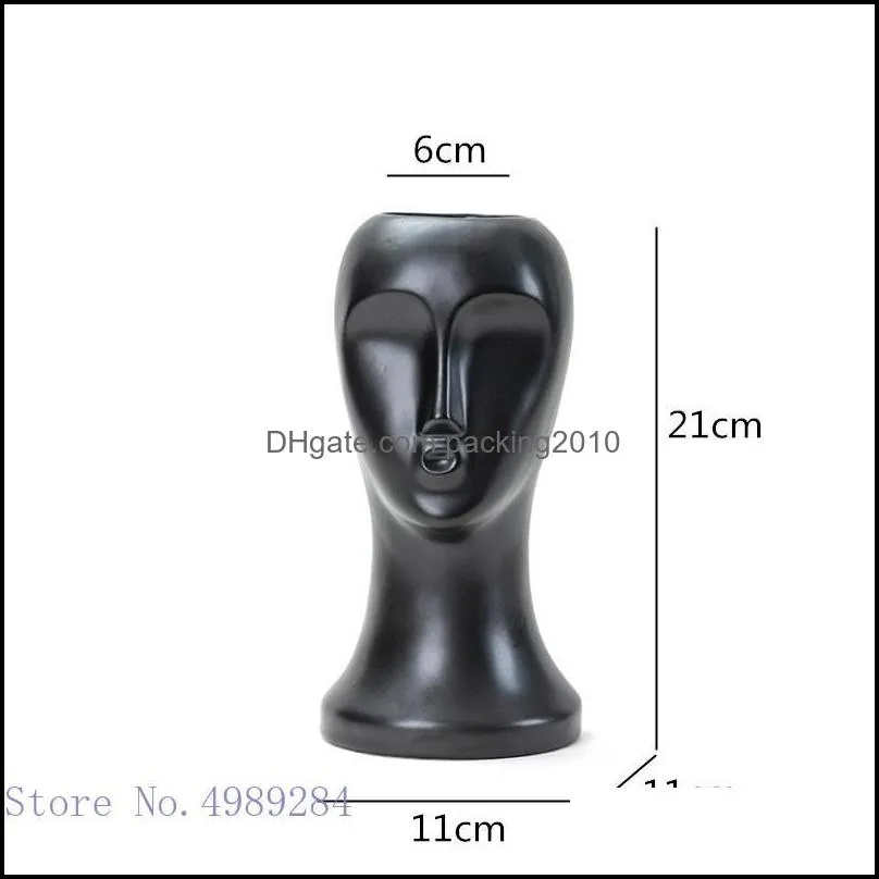 Vases Ceramic Vase Abstract Human Head Crafts Body Flower Arrangement Black And White Face Ornaments