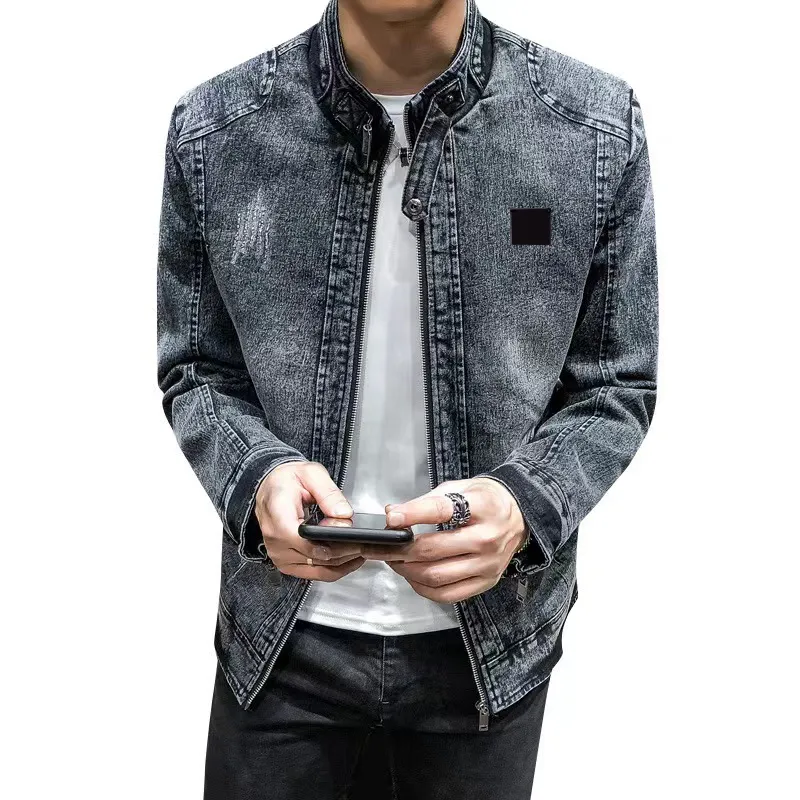 Veste En Jean Homme Classique Coupe Droite – Blouson Denim Grandes Tailles, Automne/Hiver, Look Décontracté Et Solide