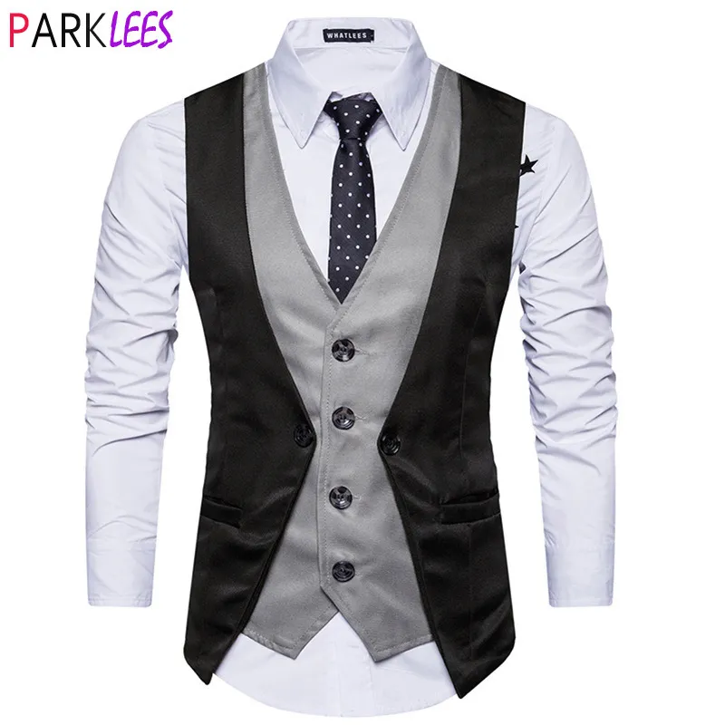 British Style Slim Fit Layered Suit Waistcoat For Men Vest For Men