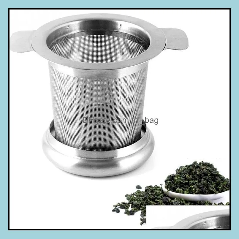 fine mesh tea tools strainer lid coffee filters reusable stainless steel infusers basket 2 handles 9*7.5cm lxl471-a