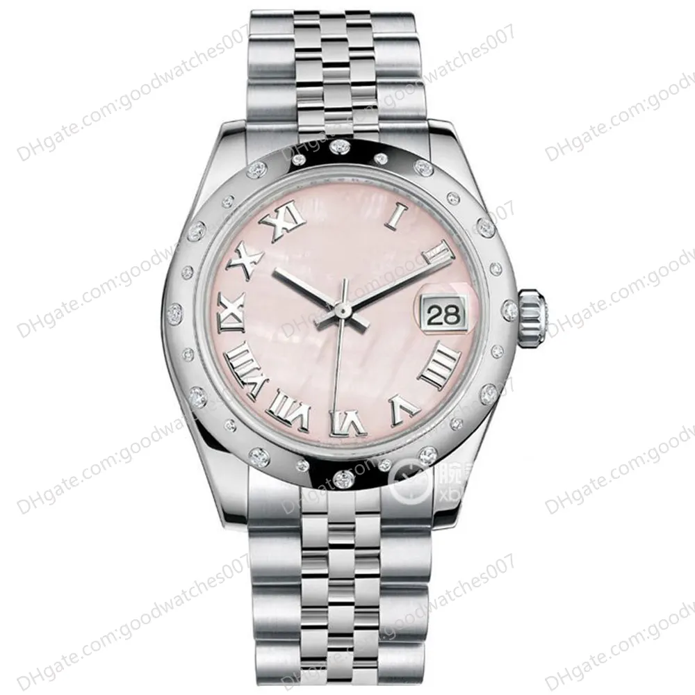 Высококачественные азиатские часы 2813 Sport Automatic Ladies Datejust 31-мм розовый пирожный набор M178344-0033 Запястья с бриллиантовой рамкой роскошные часы из нержавеющей стали.