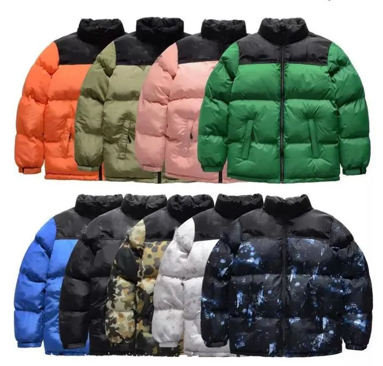 Los hombres de invierno puff abajo parka de manga larga con capucha chaqueta acolchada cortavientos abajo prendas de vestir exteriores Causal chaquetas de impresión para hombre Abrigos gruesos y cálidos Tops Outwear