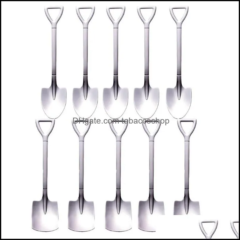 Spoons 10PCs Shovel Coffee Spoon Creative Stainless Steel Tea-Spoon Lce Cream Dessert Christmas Gift Tableware Tool