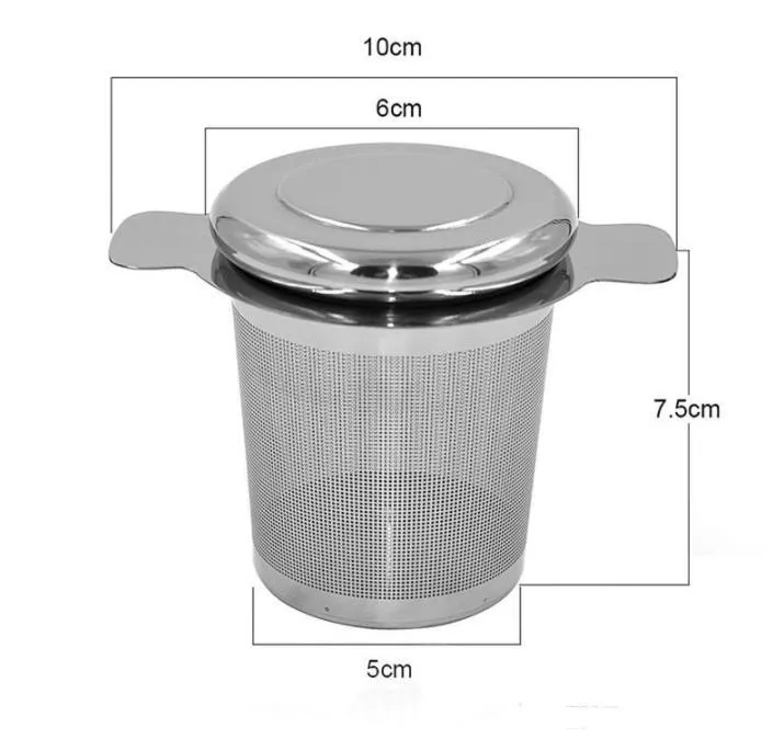 Reusable Stainless Steel Tea Infuser Basket Fine Mesh Strainer with 2 Handles Lid-Tea and Coffee Filters for Loose Tea-Leaf SN6221