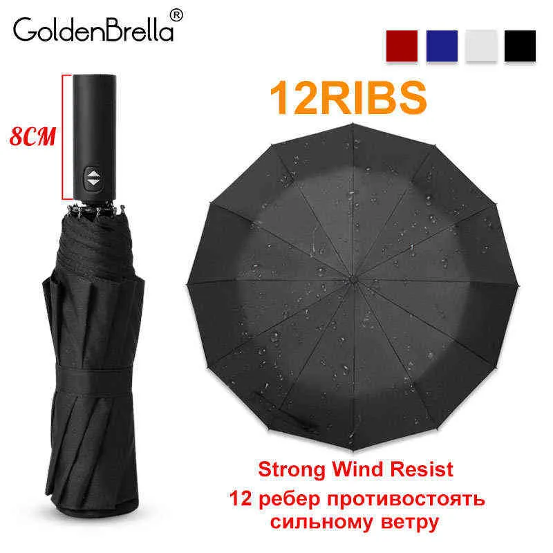 Upgrade 12 Räder automatischer Regenschirm Regen Frauen Windschutz 3 -fach tragbares Langgang Business Men Outdoor Travel J220722