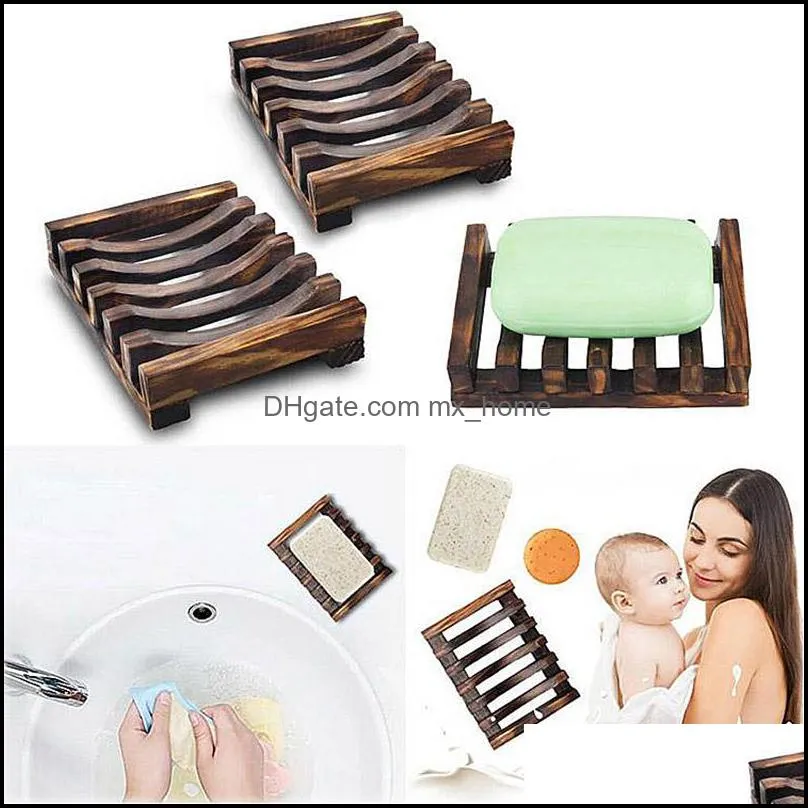 2 Styles Natural Wooden Bamboo Soap Dish for Bath Shower Plate Bathroom