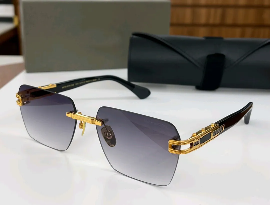 Occhiali da sole quadrati senza bordo oro grigio ombreggiati di moda occhiali da sole francesi occhiali estivi con scatola