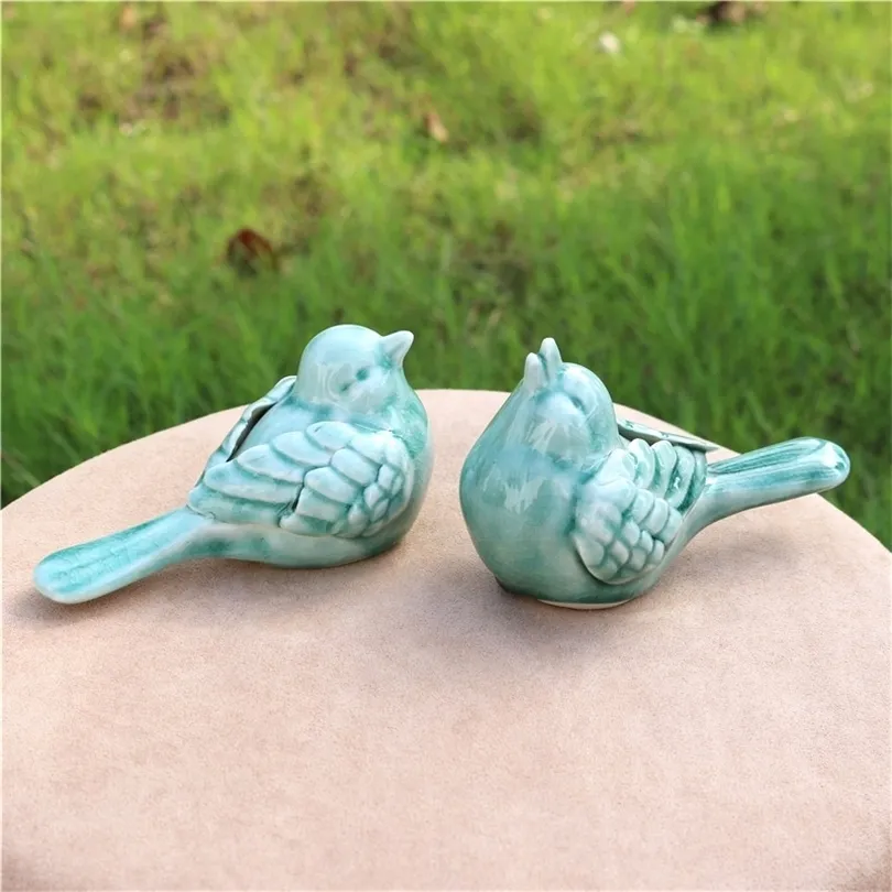 Porcelain Bird Lovers Figurine Ceramic Couple Birdie Miniature Decor Craft Ornament for Valentine's Day Gift Marriage Souvenir 220426