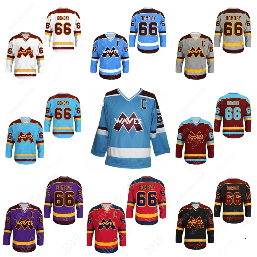 MitNess Cutom Gordon Bombay#66 Waves mighty ducks Movie Jersey NEW Stitch Sewn Any Color Any Size College Hockey Jerseys