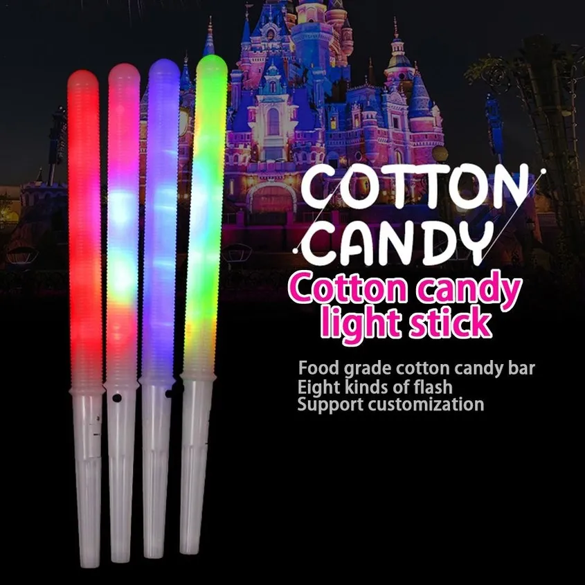 Festival Party Stick Glow in Dark Light Cotton Candy Cones Light Sticks Colorful Glowing Marshmallows Sticks Rave Accessories SXAUG08