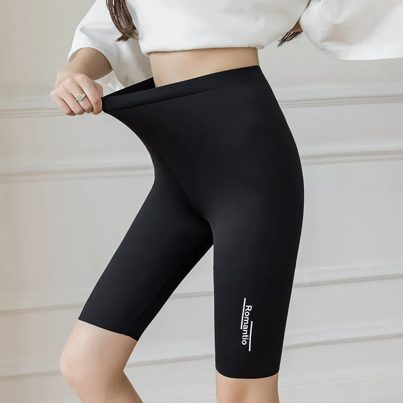 Pantaloncini da motociclista senza cuciture Donna Fitness Casual Vita alta Moda Estate Slim Pantaloni al ginocchio Pantaloncini da ciclismo neri Streetwear 0615