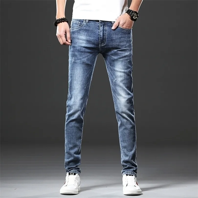 Jantour Brand Skinny jeans uomo Slim Fit Denim Jogging Stretch Maschio Jean Pantaloni a matita Blu Mens jeans moda Casual Hombre 220718