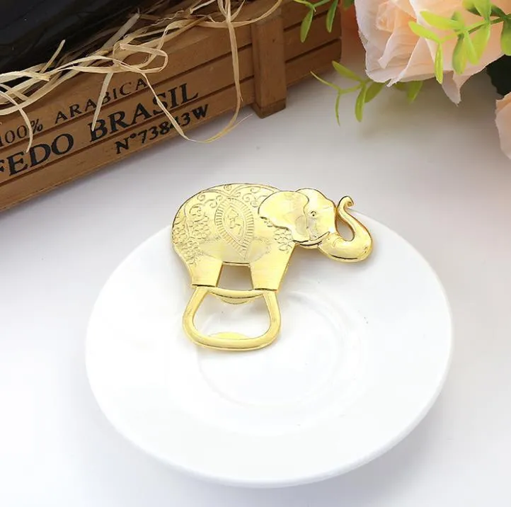 Gold Wedding Favors and Gift Lucky Golden Elephant Wine Bottle Opener SN3319