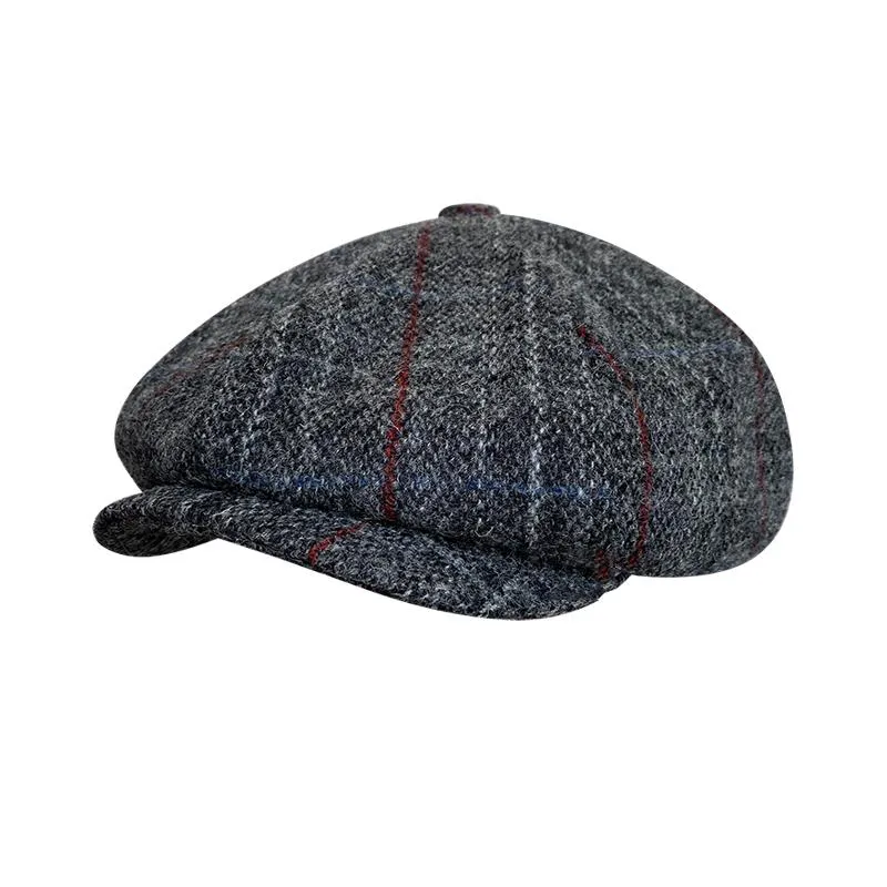 Berets Men Men Cap Cap Winter Quality Wool Wool Sboy Hats Herringbone Octagon Gray Women Gatsby Flat Hat Bjm21berets