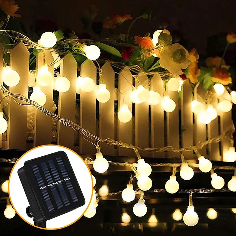 Fairy String Lights Solar Light Outdoor 8 Modi 100LED Waterdichte Globe Starry Strings voor Kerstmis Slaapkamer Garden Yard Wedding