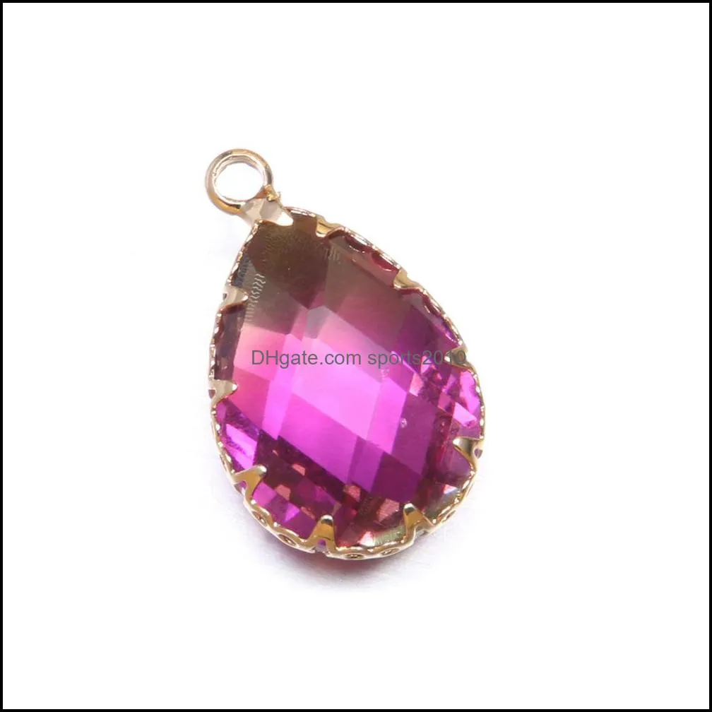 colorful crystal glass waterdrop shape charms pendant finding for diy necklaces jewelry making women fashion 13x22mm 18x30mm sports2010