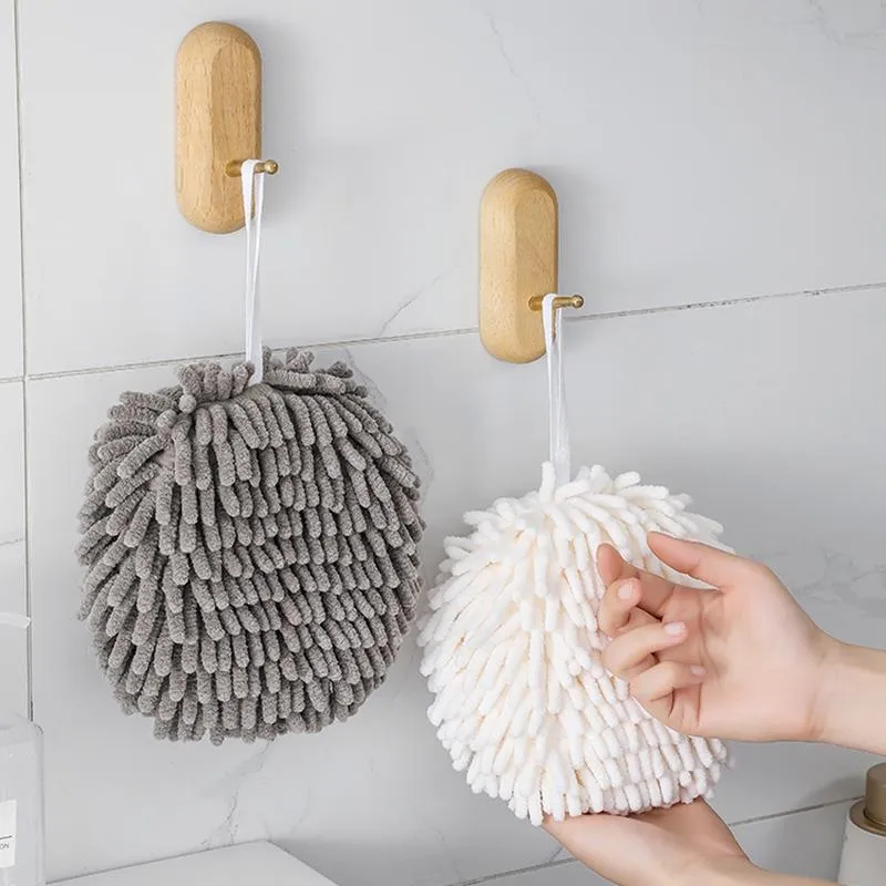 Soft Chenille Kitchen Bathroom Hand Towel Ball Wall-Mounted Hanging Wipe Cloth Quick Dry Super Absorbent Microfiber Hand Towels HY0388