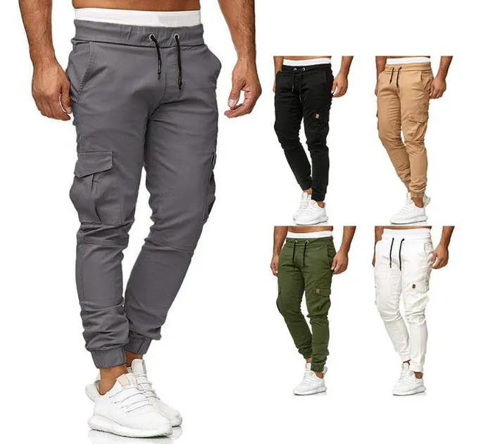 Pantalones Cargo para hombre, ropa de calle, pantalones para correr de Color sólido, pantalones deportivos para hombre, pantalones de chándal informales para otoño y primavera 2022