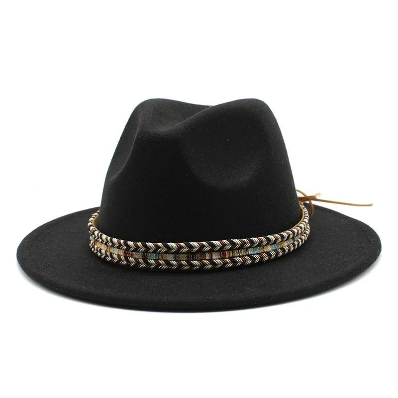 Fedora Hat for Women Men Felt Hats Woman Man Fedoras Panama Jazz Top Hat Female Wide Brim Cap Girls Fashion Autumn Winter Caps Party Christmas Gift 2022