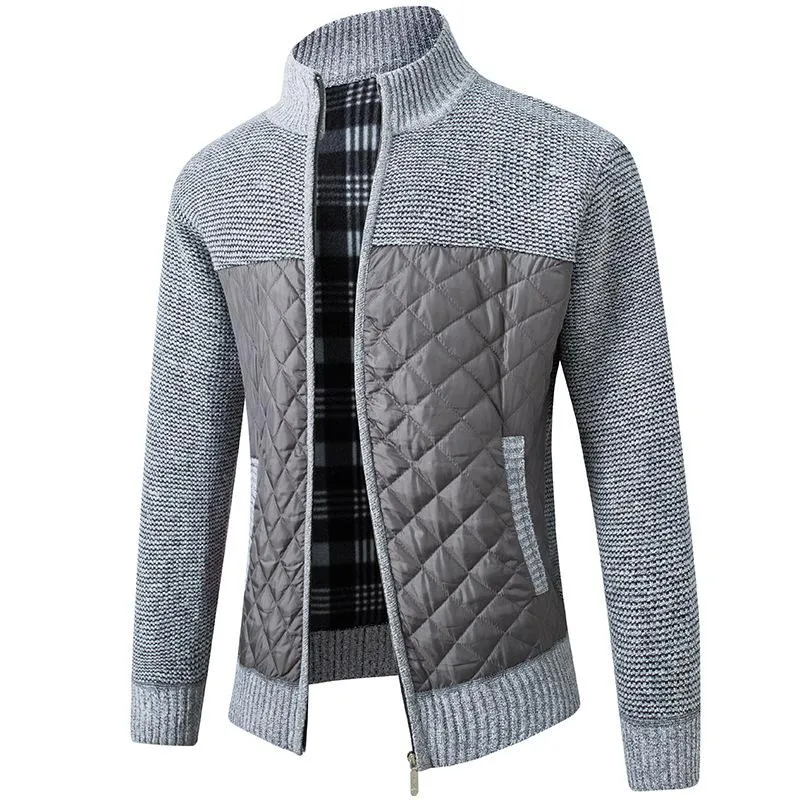 Herrenjacken Herbst Winter Herrenjacke Slim Fit Stehkragen Reißverschluss Herren Solide Baumwolle Dicke Warme PulloverHerren