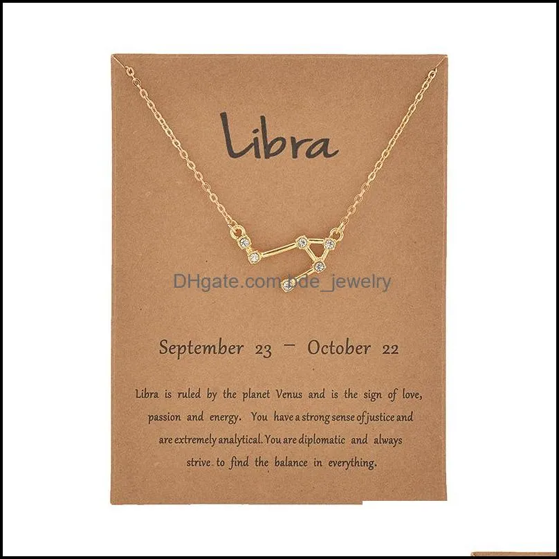 star chart 12 constellations birthday month rhinestone necklace jewelry women pendant choker crystal neck chain friendship gifts