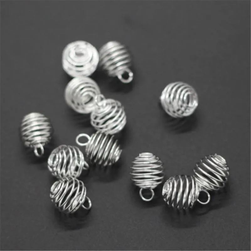 Charms PCS/Set ve 3 Boyutlar Spiral Boncuk Kafesleri DIY Kristaller İçin Altın Gümüş Renk Taşlar Yapma El Sanatları Tedarik Şarjları