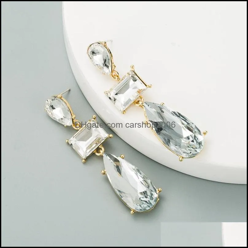 Colorful Rhinestone Statement Dangle Earrings Geometric Big Gothic Accessories For Women Crystal Luxury Wedding Gift
