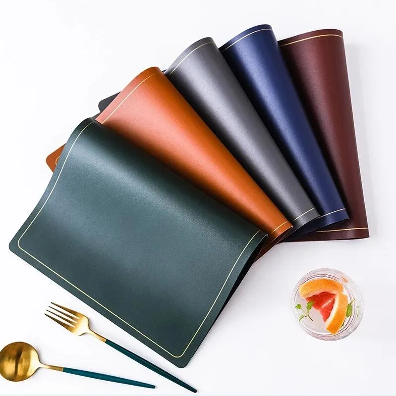 PU Leather Placemat Waterproof Washable Kitchen Dining Table Mats for Easter Thanksgiving Christmas New Year Party