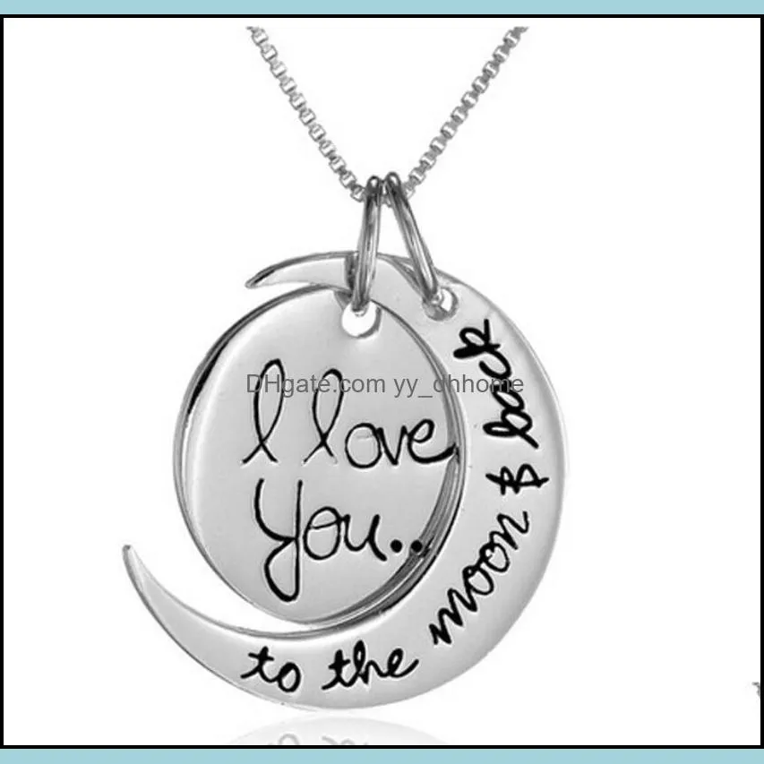 Moon Necklace I Love You To The Moon And Back For Mom Sister Family Pendant Necklaces Link Chain