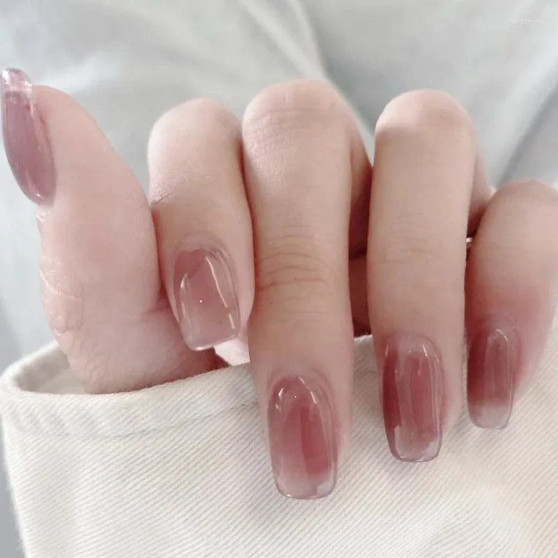 Fałszywe paznokcie 24pcs Midi Press na paznokcie różowy barwienie halos słodki styl pełny pokrycie manicure salon DIY Art zdejmowany czas Oszczędność Nin668 Prud22