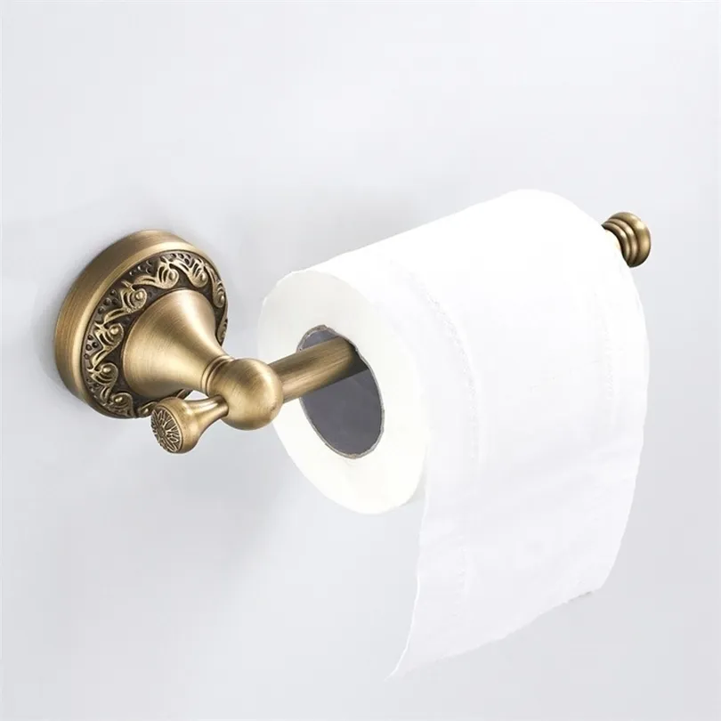 European toilet wall type non-blocking board paper towel stand copper material imitation copper process simple roll paper bar T200425