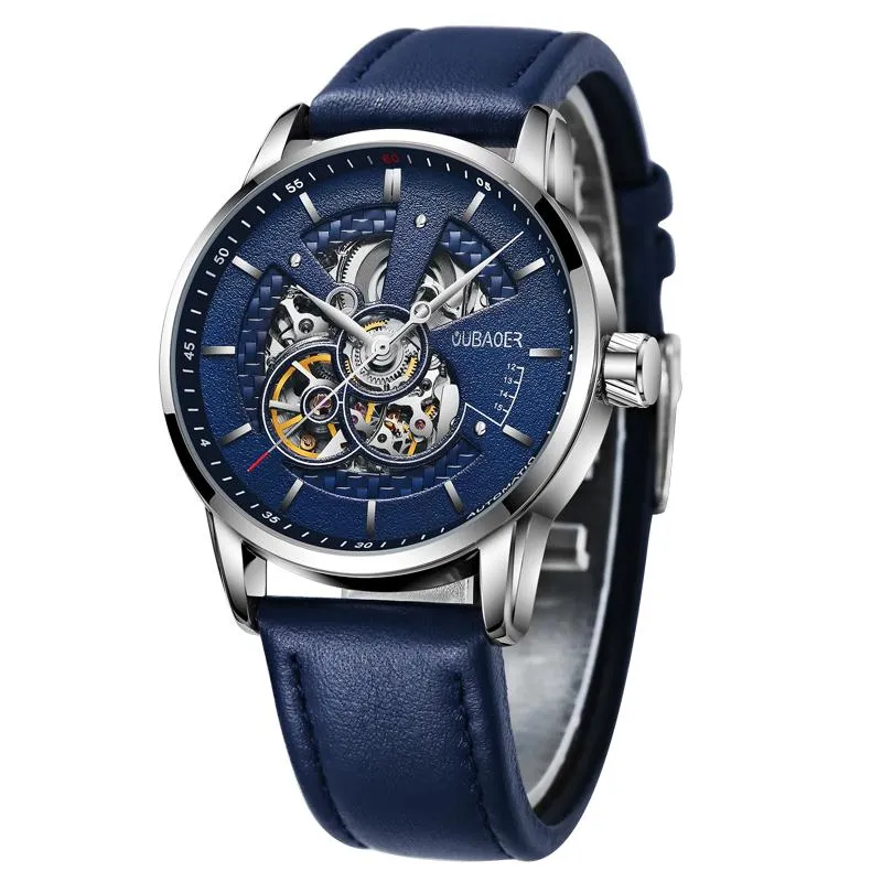 Wristwatches Original Automatic Watch Men Healdon Seff-Ward Wrstwatch Wristwatch Blue Strap Leath