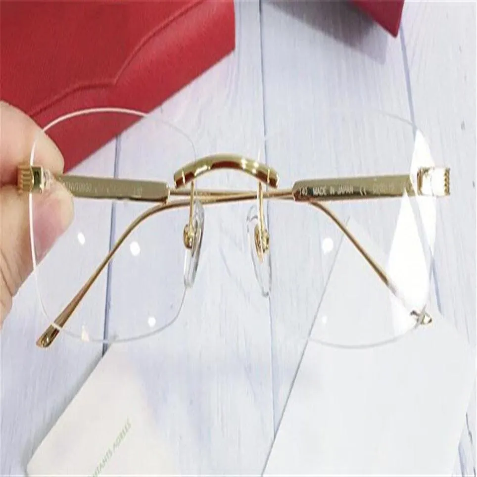Fashion eye glasses Prescription 0011 rimless gold frame optical glasses clear lens simple business style for men228f