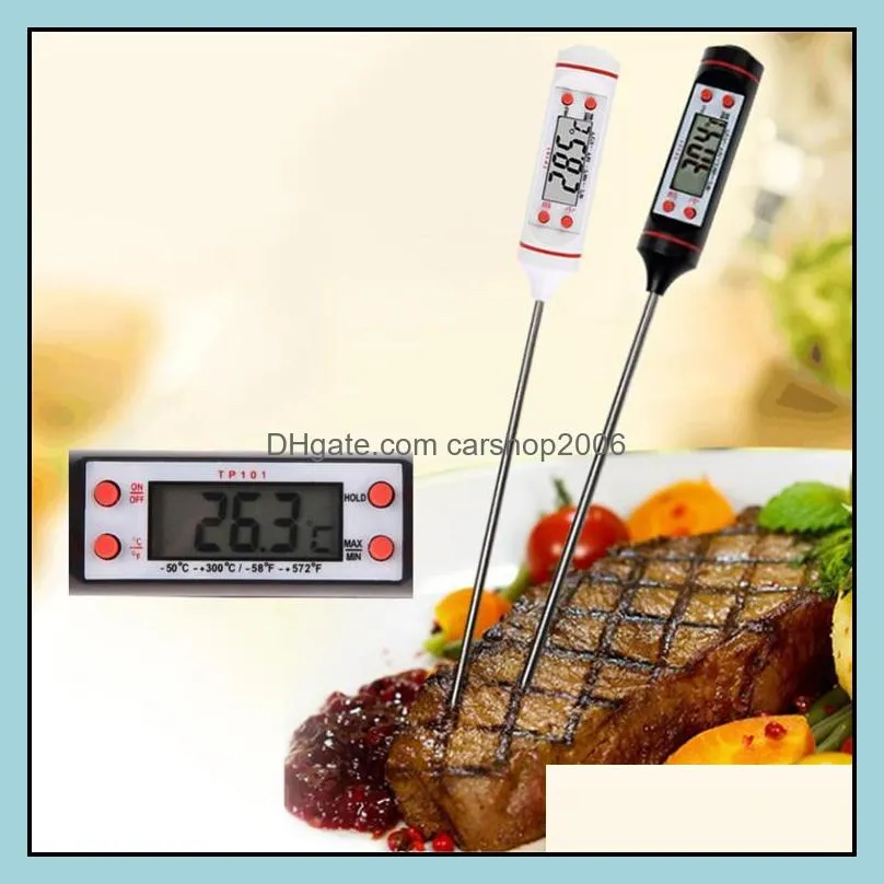 Household Thermometers Sundries Home Garden Digital Food Cooking Thermometer Probe Meat Hold Function Kitchen Lcd Gauge Pen Bbq Grill Cand