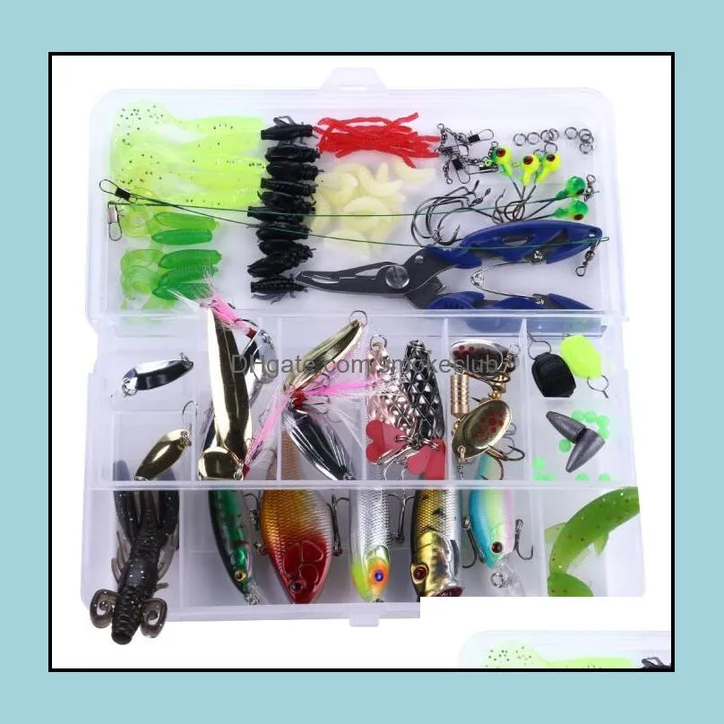 110PCS Novice suite Multiple baits Hooks parts Tools Mixed boxsets lure fishing bait soft baits hooks Accessories Mixed High-quality!