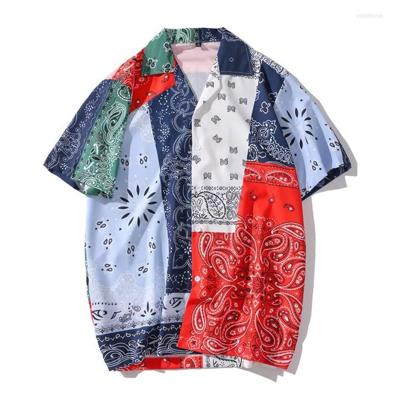 Casual shirts voor heren Bandana Hawaiian Shirt Men Women 2022 Zomer Patchwork Vintage Men's Street voor Menmen's ELDD22