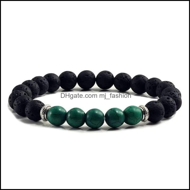 8mm black volcanic rock turquoise bangles fashion bracelet for women men  oil diffuser bangle accessories q68fz