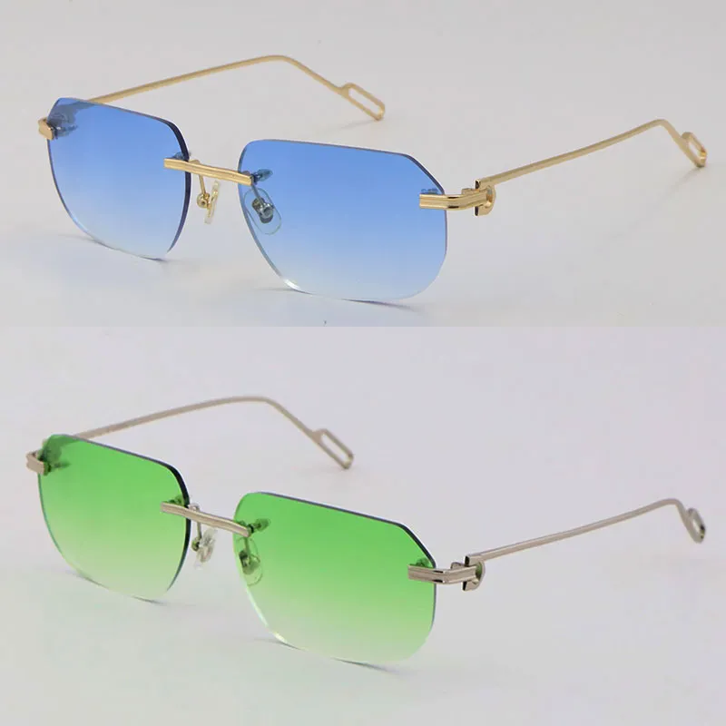 Verkauf von Fashion Metal Sonnenbrille UV400 Protection Randless 18k Gold Männlich und weibliche Sonnenbrille Schild Retro Design Brillen Rahmen Männer Männer