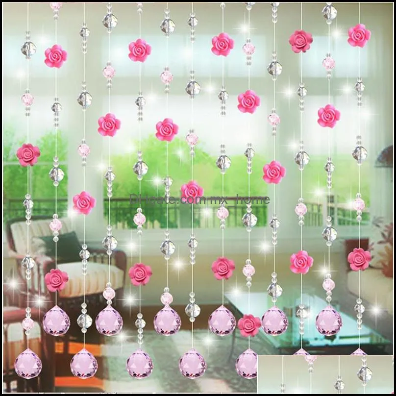 Crystal Glass Rose Bead Curtain Living Room Bedroom Window Door Wedding Decor