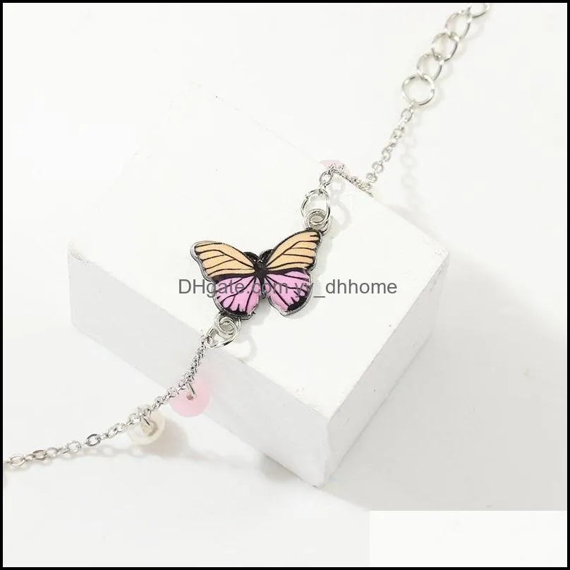 link, chain creative simple fashion sweet epoxy butterfly pendant bracelet women`s jewelry prom valentine`s day gift wholesale